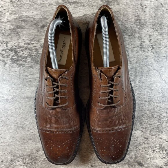 Mezlan Vicente Cap-Toe Brogue Oxford Brown Leather Men's Shoes Size 9.5 EUC - Picture 7 of 9